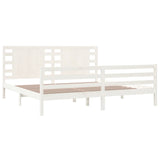 Bed Frame without Mattress White 200x200 cm Solid Wood Pine 3104304