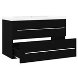 Sink Cabinet with Built-in Basin Black Engineered Wood 3099051