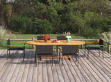 Dining Set Black Solid Acacia wood, PE rattan, Powder-Coated Steel 3070765