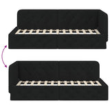 Corner Bed Frame with Headboard Black 100 x 200 cm Fabric 42016505