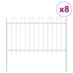 ZNTS White Garden Fence with Hoop Top - 13.6 x 0.8 m - Steel 3334164