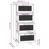 Sideboard White Engineered wood, solid pinewood, natural rattan 345642