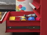 Lockable Metal Tool Box, 4 Drawer Tool Chest with Latches, Handle, Ball Bearing Runners, Red T3398P343059