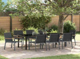 Garden Dining Set 9 pcs Black Powder-coated Steel 3379092