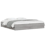 Bed Frame with Drawers without Mattress Grey Sonoma 200x200 cm 3207250