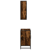 2 Piece Bathroom Furniture Set Smoked Oak Engineered Wood 3300887