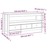 TV Cabinet White 114x35x52 cm Solid Wood Pine 821503