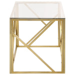 ZNTS Coffee Table Gold Stainless Steel and Tempered Glass 349938