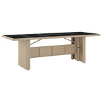 Garden Table with Glass Top Beige Poly Rattan&Tempered Glass 319557