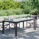 Garden Table Black 190x90x75 cm Tempered Glass and Poly Rattan 316712