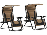 Zero Gravity Lounger Chair Set of 2, Folding Reclining Patio Chair with Shade Cover, Cup Holder, T3398P325098