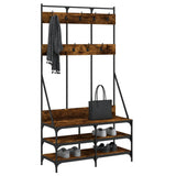 Clothes Rack with Shoe Storage Smoked Oak 100x40x184 cm 837839