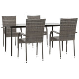 Garden Dining Set Grey PE rattan, powder-coated steel, tempered glass 3156676