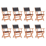 Garden Chair Set of 8 Black and Natural 3086967