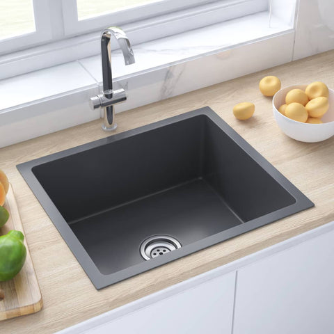 ZNTS Handmade Kitchen Sink Black Stainless Steel 51503