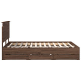 Bed Frame with Drawer Brown Oak 140 x 190 cm Engineer Wood 3411123