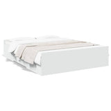 Bed Frame White Engineered wood Double Bed Bed Frame 3280279