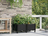 Garden Planter with Irrigation&Wheels 2 pcs Black PP 3422995