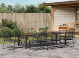 Garden Dining Set 9 pcs Black Powder-Coated Steel 3379393