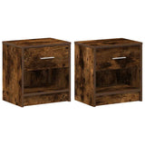 Bedside Cabinets 2 pcs with Drawer Smoked Oak 39x28x41 cm 858758