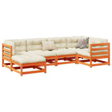 6 Piece Garden Sofa Set Wax Brown Solid Wood Pine 3299520