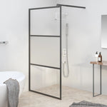 Walk-in Shower Wall 115x195 cm Half Frosted ESG Glass Black 151875