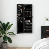 Mirror Jewellery Cabinet Wall Mounted Black 30x8.5x106 cm 353215