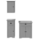 ZNTS 3 Piece Bathroom Furniture Set BODO Grey Solid Wood Pine 3307649