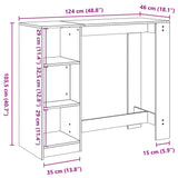 ZNTS Bar Table with Shelf Artisan Oak 124x46x103.5 cm Engineered Wood 854399