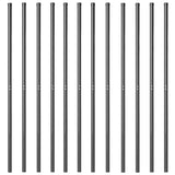 Fence Post 12 pcs Grey Powder-coated steel 42012772