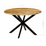 Dining Table Solid Rough Mango Wood and Steel 120x77 cm 246013