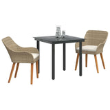Garden Dining Set with Cushion 3 pcs Beige Poly Rattan 3261698