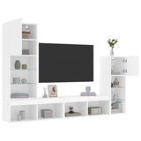 4 Piece TV Wall Units with LED White Engineered Wood 3216647