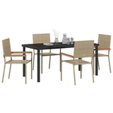 Garden Dining Set with Cushion 5 pcs Beige Poly Rattan 3379719