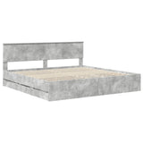 Bed Frame with Drawer Concrete Grey 200 x 200 cm Engineer Wood 3410675
