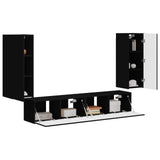 TV Wall Cabinet Set Wall-mounted 4 pcs Black Engineered Wood 3408917