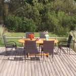 ZNTS 7 Piece Garden Dining Set Poly Rattan Black 3070758