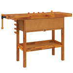 Workbench with Drawers and Vices 124x52x83 cm Solid Wood Acacia 153322