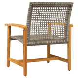 Garden Chairs 2 pcs Grey Poly Rattan and Acacia Wood 367596