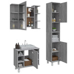 ZNTS 3 Piece Bathroom Cabinet Set Grey Sonoma Engineered Wood 3187607
