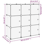 ZNTS Storage Cube Organiser with 9 Cubes and Doors Transparent PP 340557