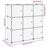 ZNTS Storage Cube Organiser with 9 Cubes and Doors Transparent PP 340557