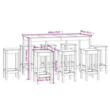 9 Piece Bar Set White Solid Wood Pine 3124718