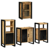 Bathroom Furniture Set with Shelf 4 pcs Brown Solid Mango Wood 3305694