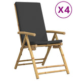 4 Piece Folding Reclining Chairs with Dark Grey Cushions Bamboo 3208929
