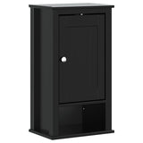 Bathroom Wall Cabinet Black Solid Pine, Engineered Wood, Metal 358549