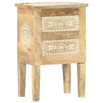 ZNTS Hand Painted bedside Cabinet 40x30x60 cm Solid Mango Wood 286161