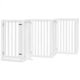 Dog Gate with Door Foldable 9 Panels White 450 cm Poplar Wood 3155650