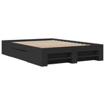 ZNTS Bed Frame without Mattress Black 120x190 cm Small Double Engineered Wood 3295514