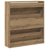 Shoe Cabinet Smoked Oak 80 x 21 x 87.5 cm Engineered Wood 862215